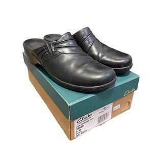 Clark Bendables Women's Size 8 Black Leather Slip On Shoes